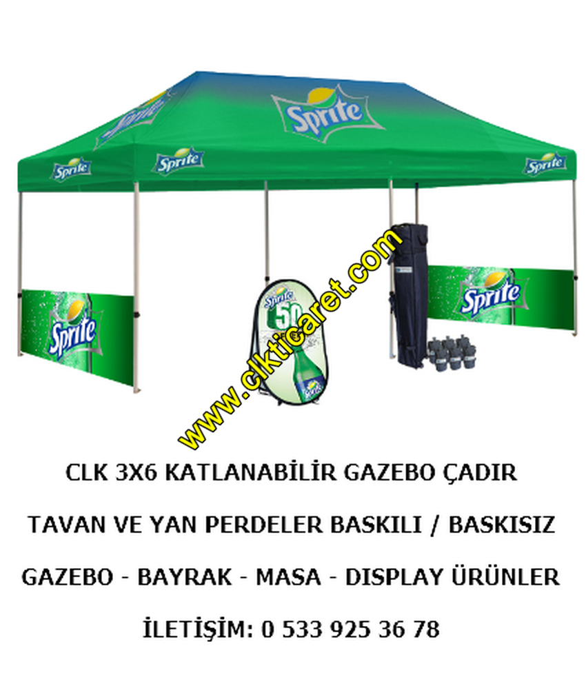 CLK Logo Baskılı Gazebo Çadır Tente Portatif Çadırlar